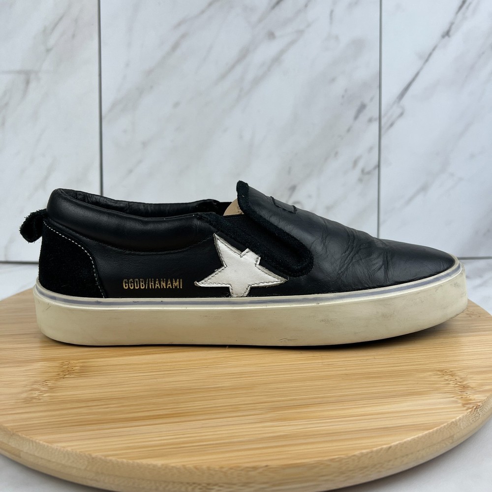 Golden Goose Hanami Womens Size 9 [EU 39] Black Leather Slip On Sneakers Shoes