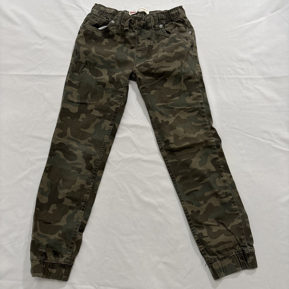 Levi's Boys 12 Reg Green Camo Youth Joggers Camouflage Elastic Cuff Pants 26x27