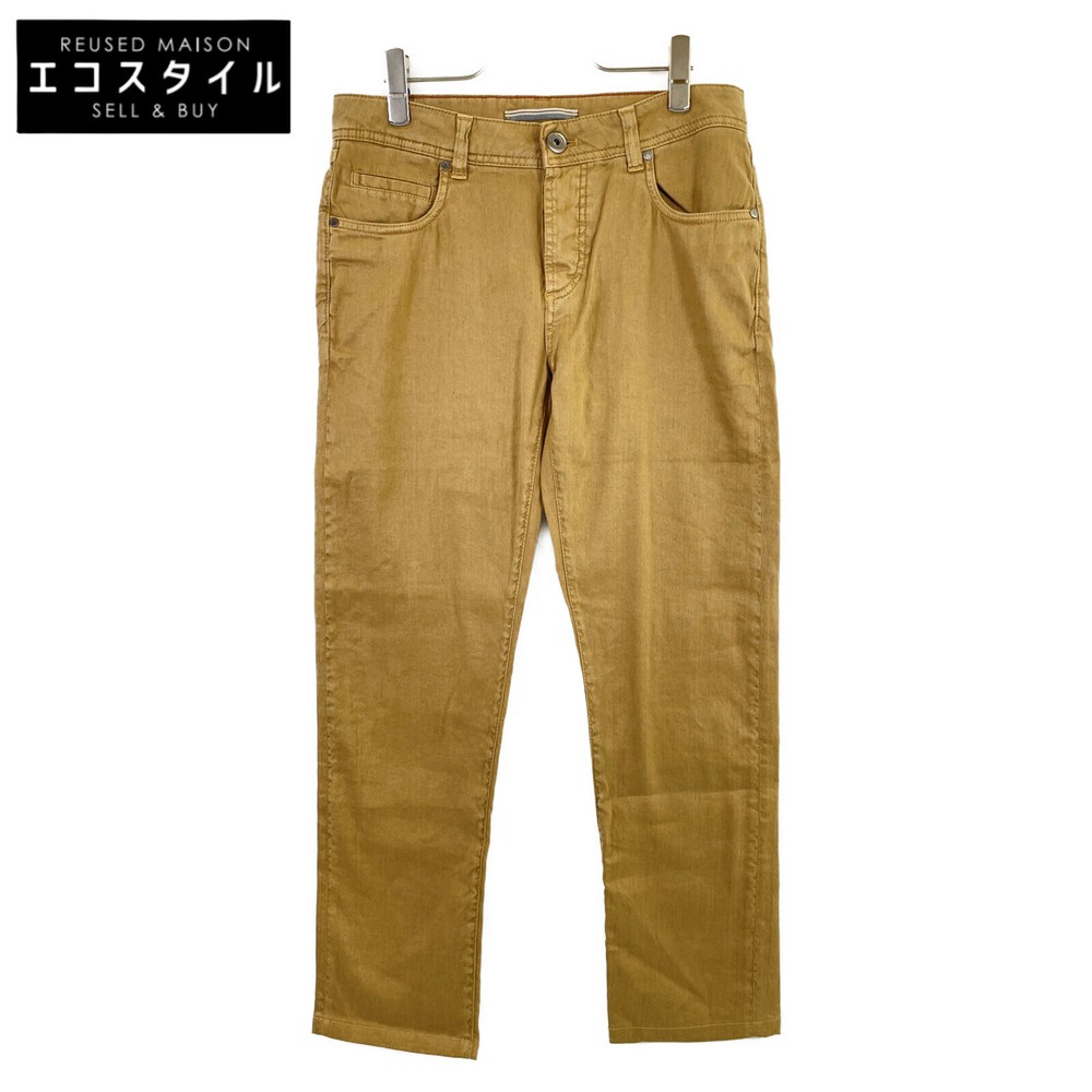 Men's Loro Piana Fai1288 Brown Linen Cotton Relaxed Fit Long Pants 31