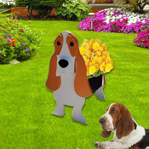 Dog Planter Plant Pots,Cute Garden Dog Flower Planter,Dog Small Basset Hound