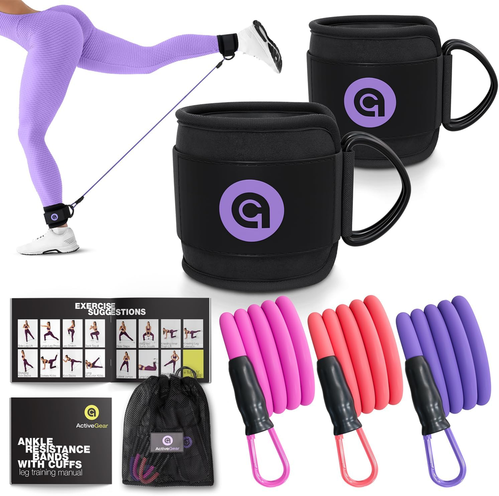 Ankle Resistance Bands with Cuffs for Glutes Legs Core and Kick Training