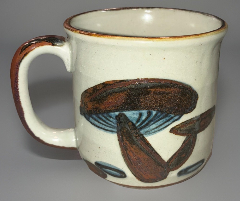1970s Vintage MCM Japanese Stoneware Mushroom Coffee Mug