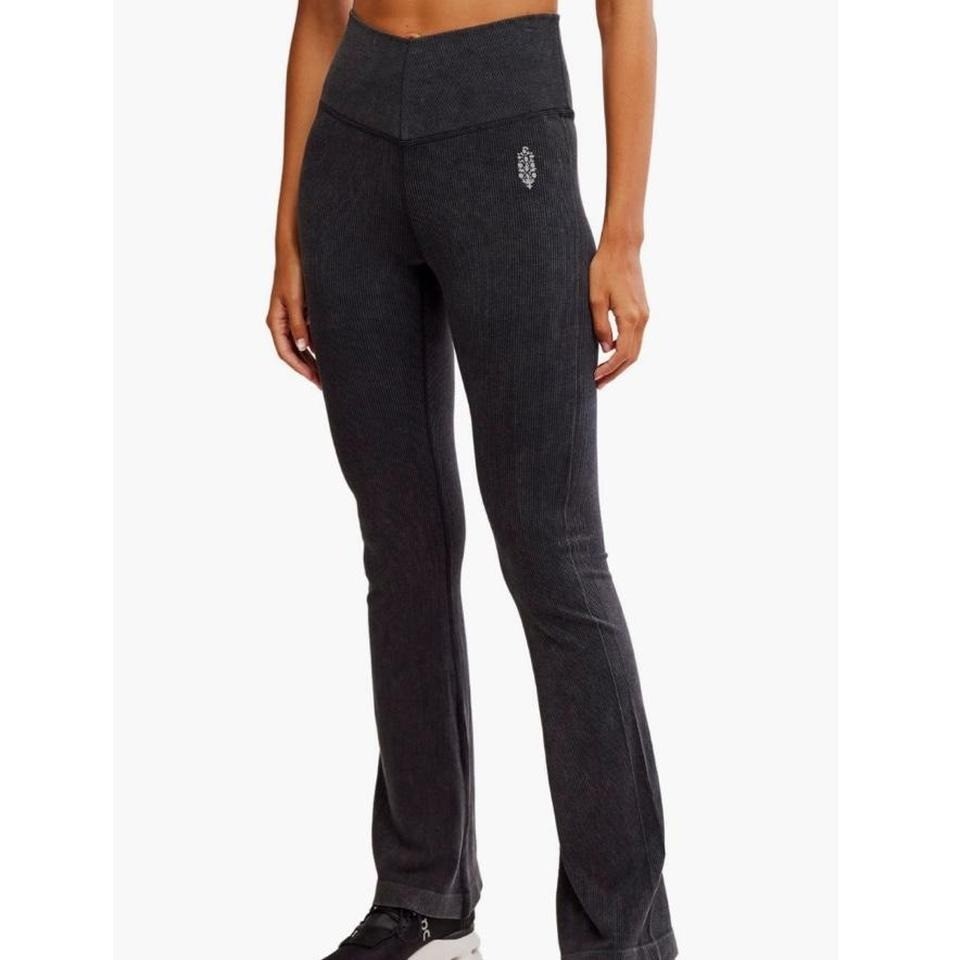Free People Movement Ribbed Flare Leggings Washed Black XS/S New With Tags