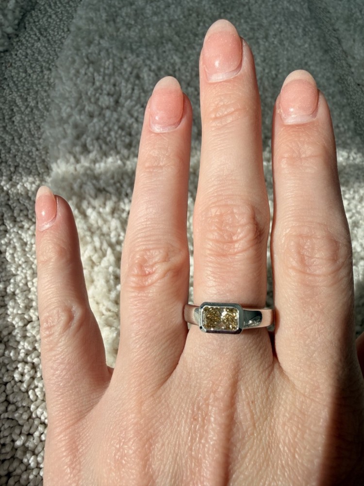 Certified, Fancy Yellow 1.51ct Lab Grown Diamond Ring in White gold Ring Size 7