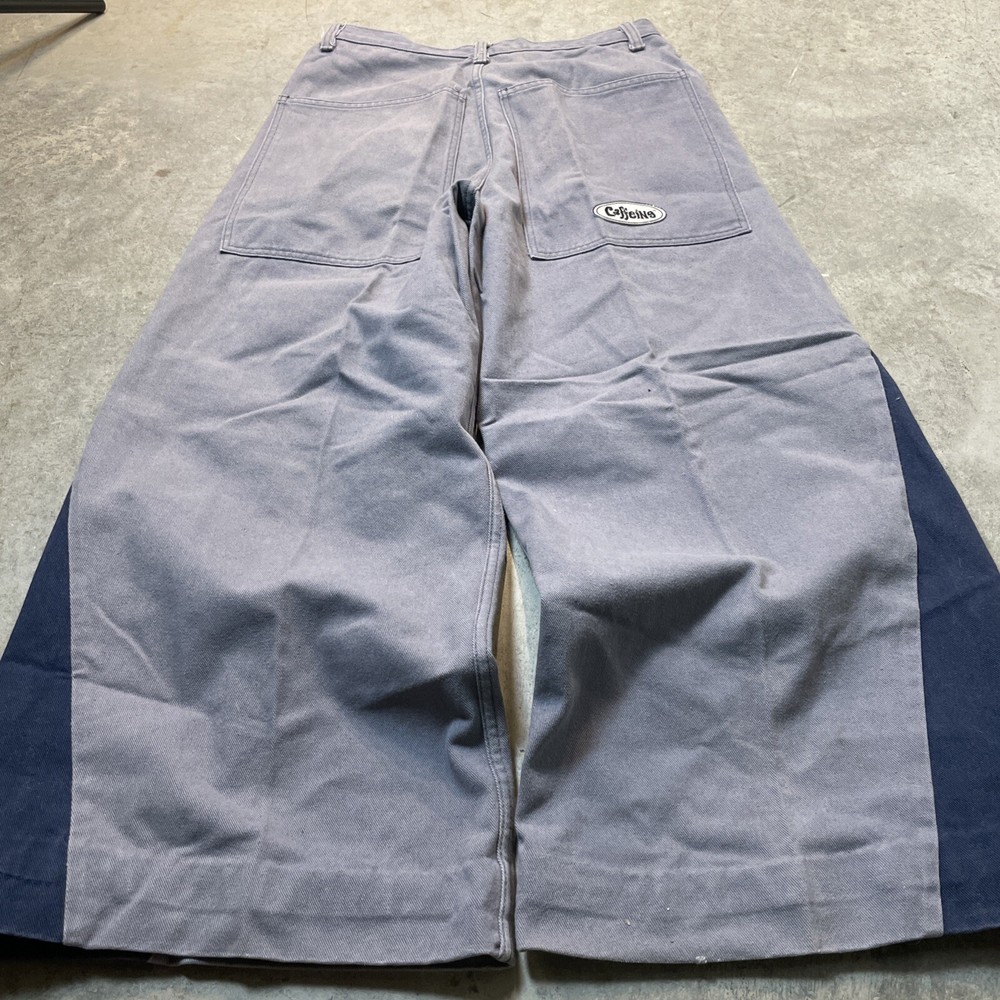 Vintage Grey and Black Y2K Baggy Wide Leg Jeans 16