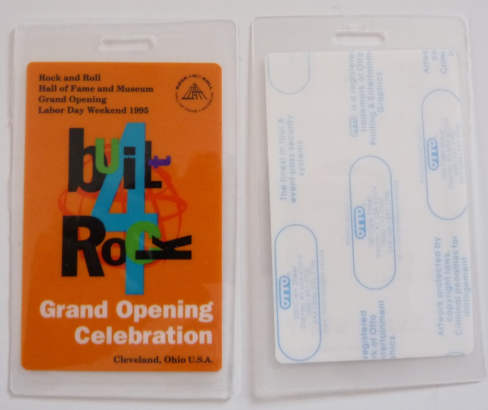 Rock & Roll Hall Of Fame 1995 Grand Opening Backstage Pass Laminate D8