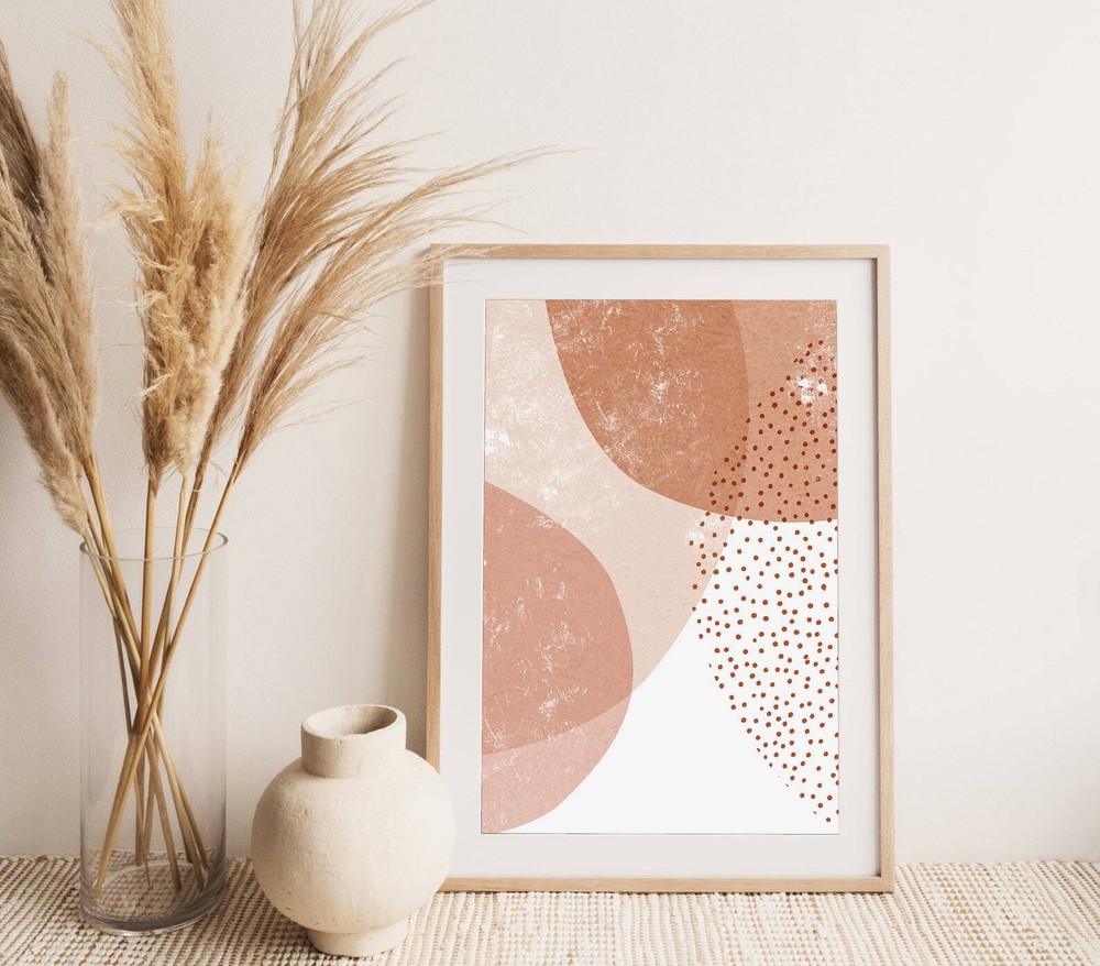 Art Mid Century Modern Art Prints Abstract Geometric Print Terracotta And White
