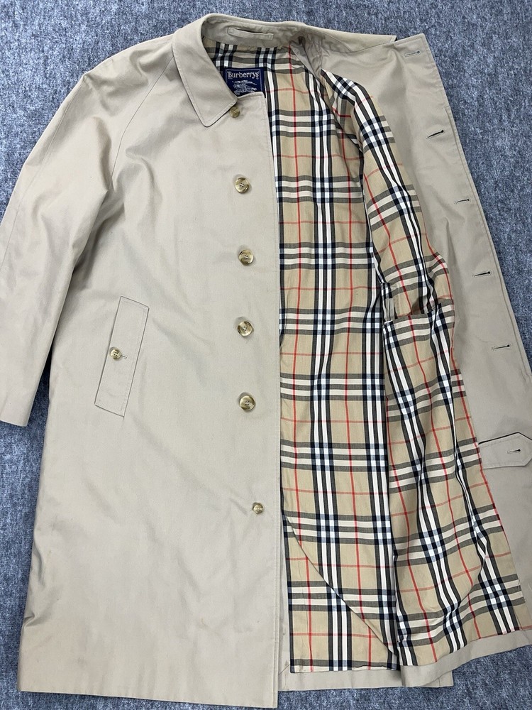 Vtg Burberrys Jacket Men Size 46 Single Breasted Overcoat Car Coat Trench Jacket