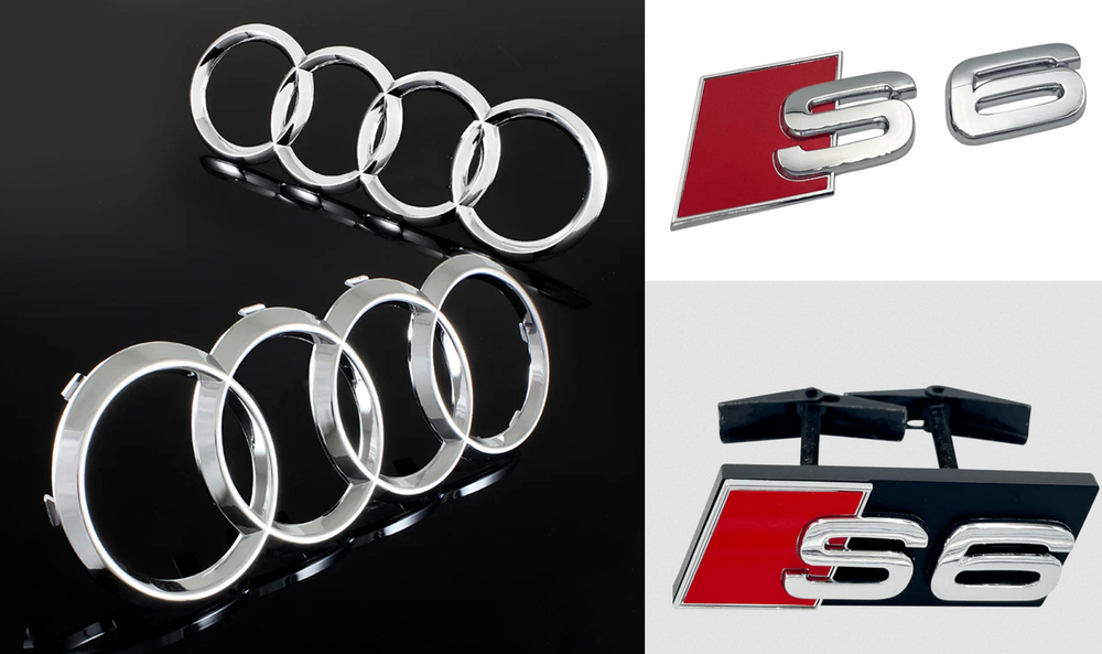 For Audi S6 Car Front Rear Rings Hood Grille Emblem Trunk Decal Sticker Chrome