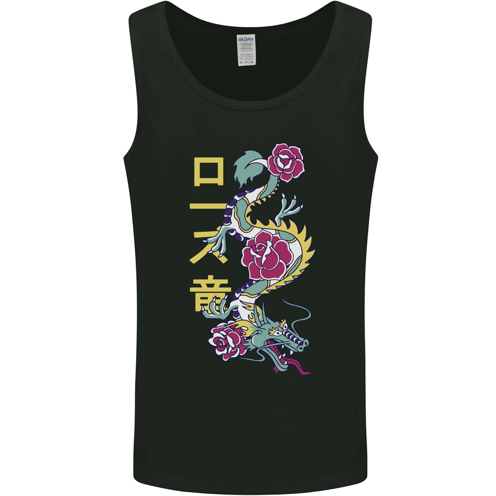 A Dragon With Japanese Text Mens Vest Tank Top