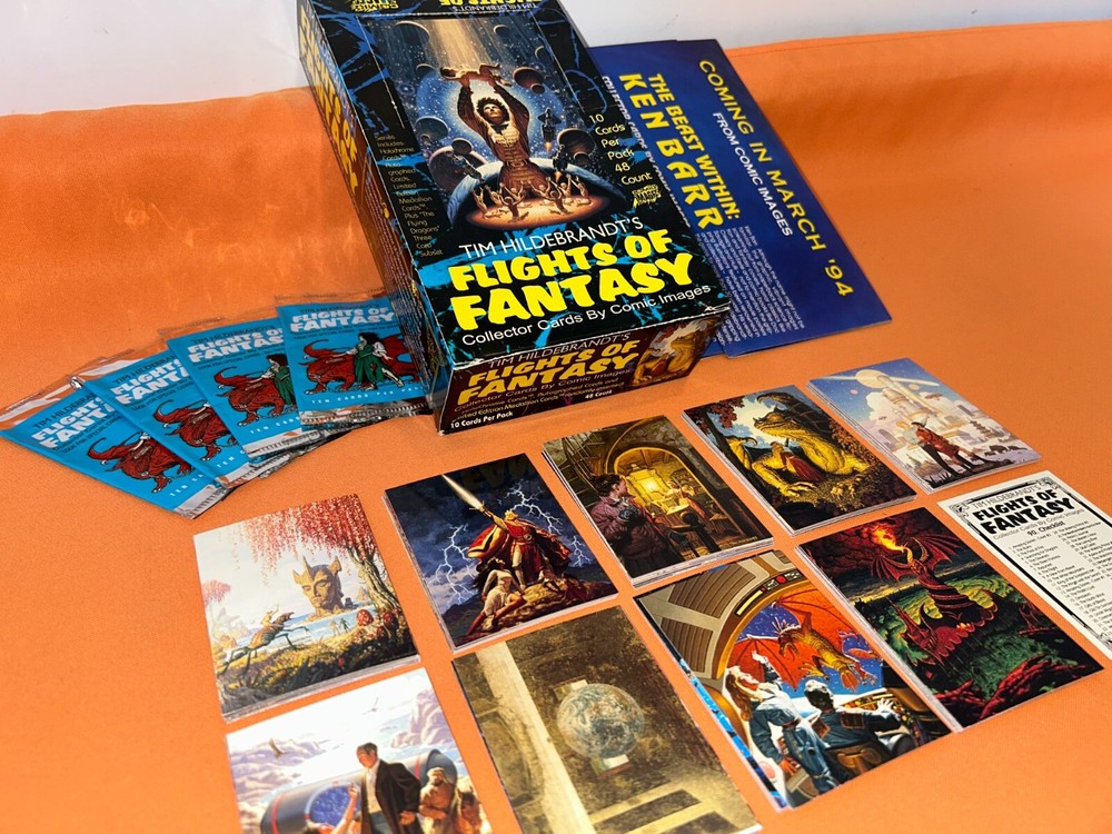 HILDEBRANDTS FLIGHTS OF FANTASY TRADING CARD SET #1-90 w/DISPLAY BOX & POSTER
