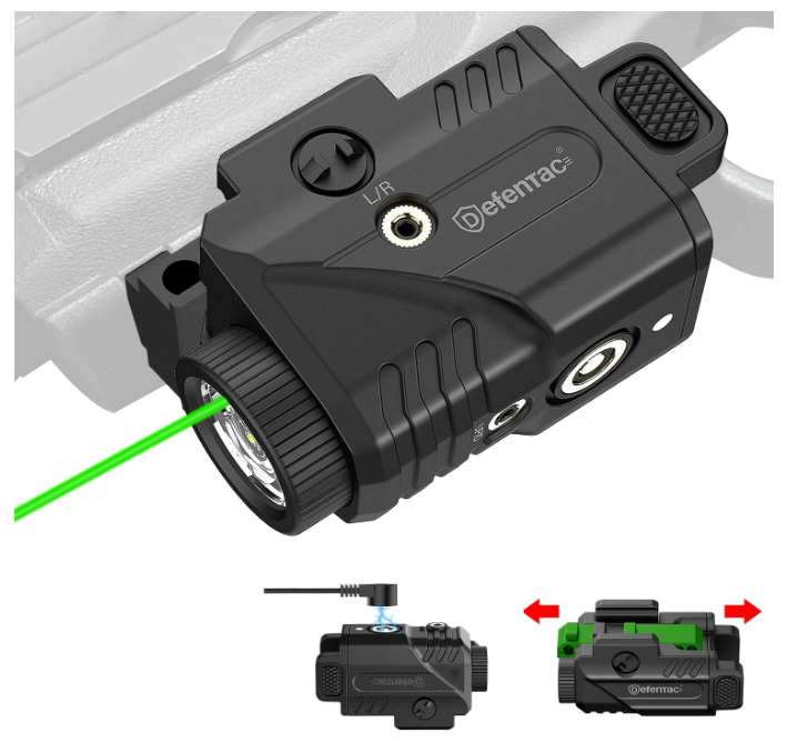 600 Lumens Tactical Flashlight with Green Laser Combo, Magnetic Charging