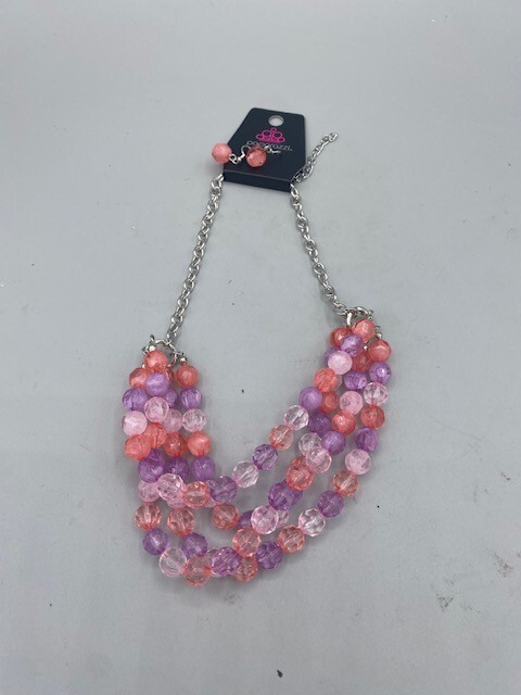 Paparazzi Summer Ice Multi-Necklace W/Matching Earrings