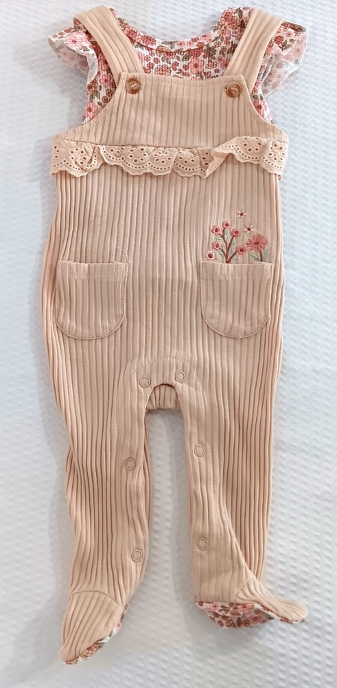 🧸 Daisy Fuentes Baby Girl 2-Piece Set | 3-6 Months T-Shirt & Overalls 🌸 NWOT