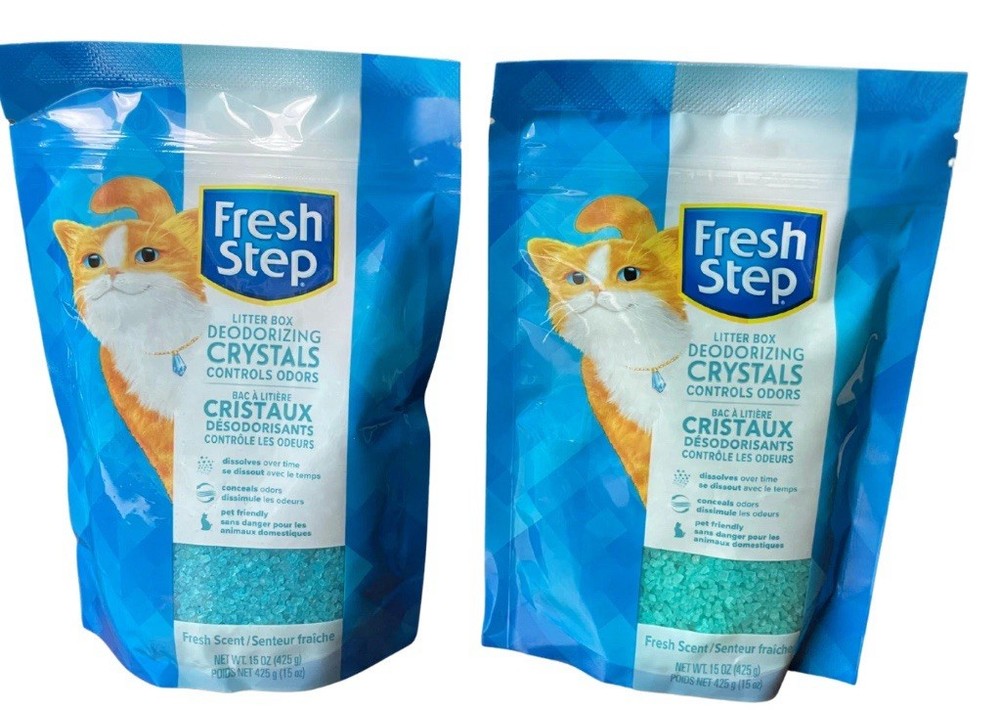 (2) Litter Box Deodorizing Crystals Scent Fresh Step 15oz (30 oz Total) Cat