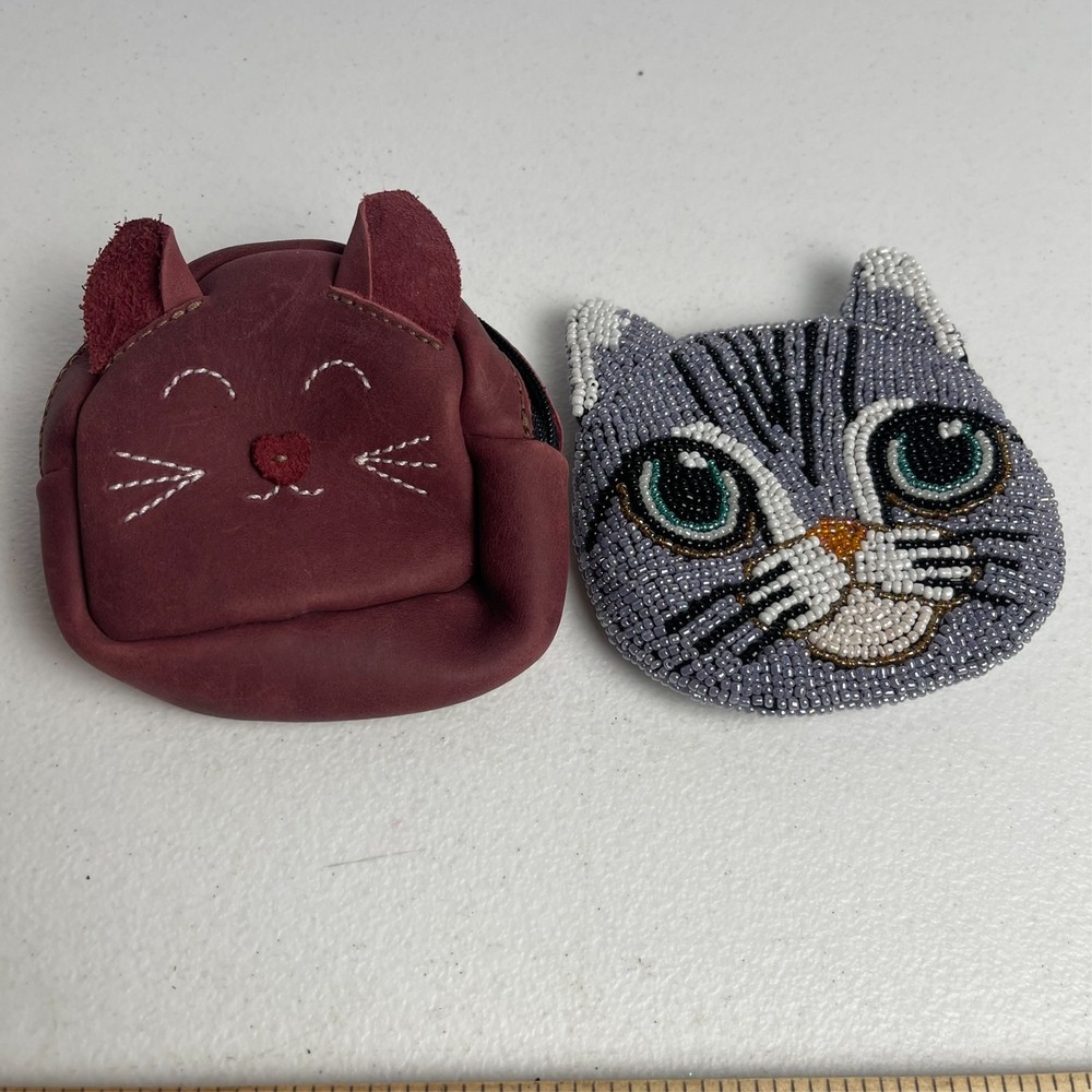 Cute Cat Themed Coin Pouches Lot of 2