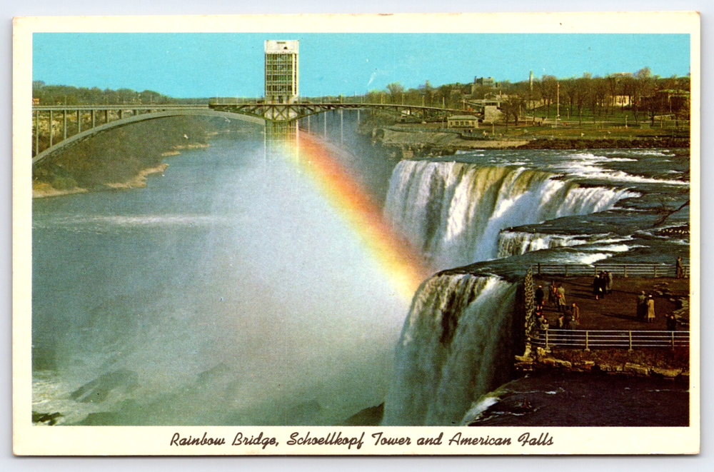 Vintage Rainbow Bridge Niagara Falls NY Postcard Photo Waterfall