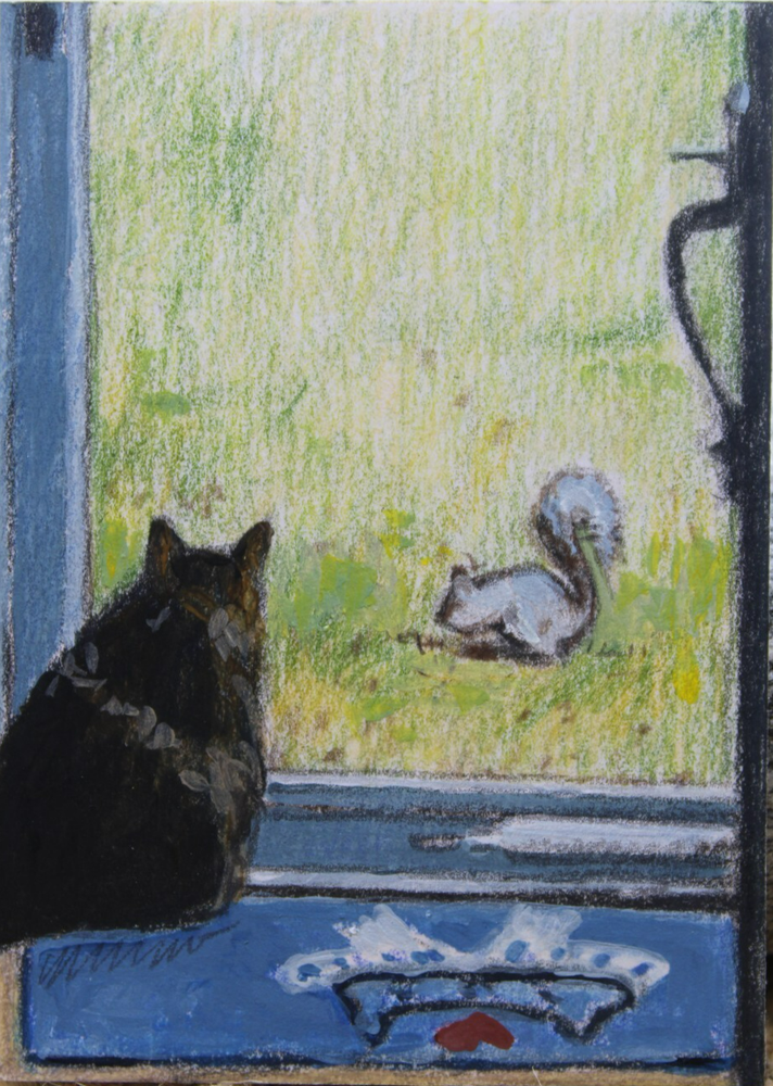 ACEO Original Cute Funny Cat Kitten Art by Rockn Palette