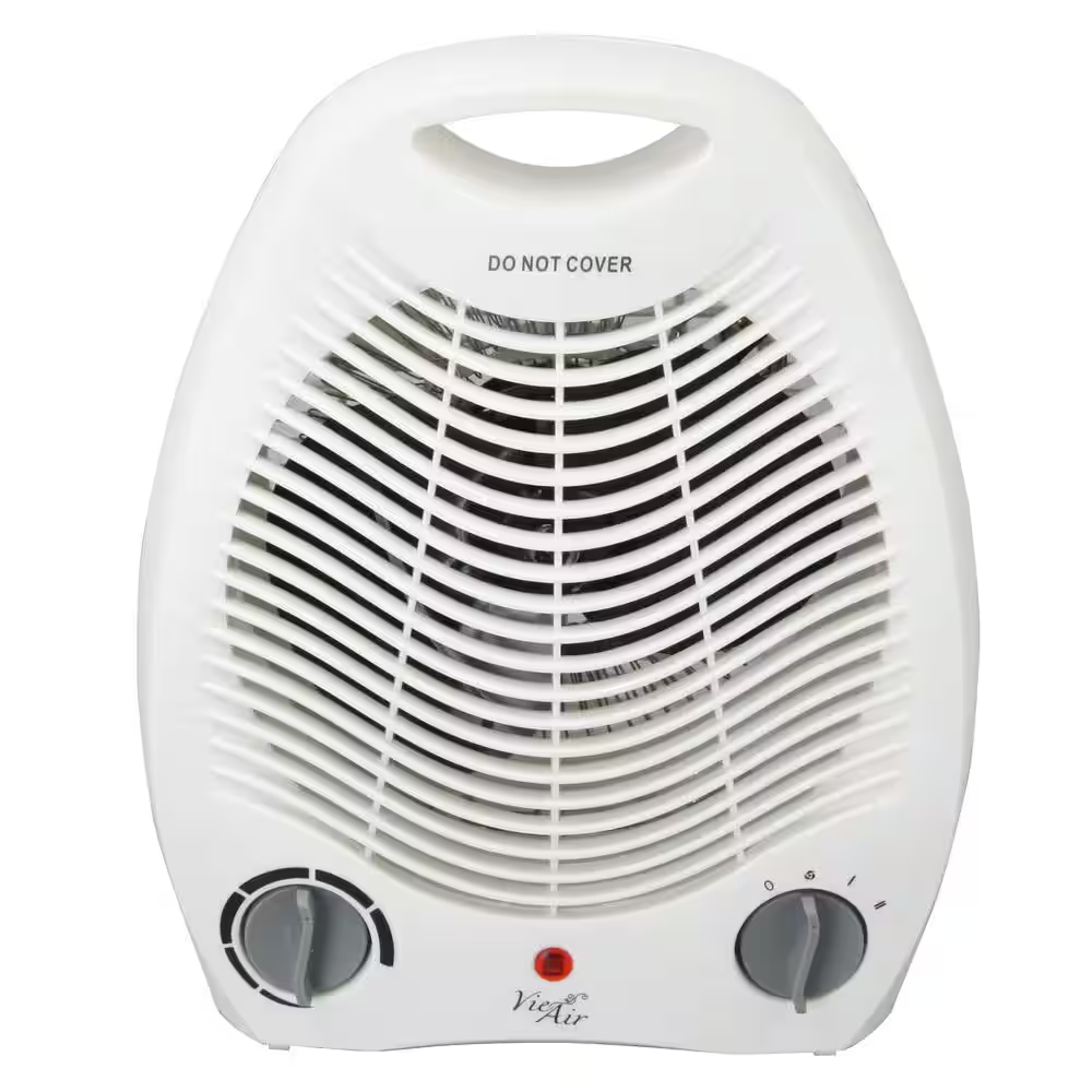 1,500-Watt Electric Portable Fan Heater with Adjustable Thermostat Indoor White