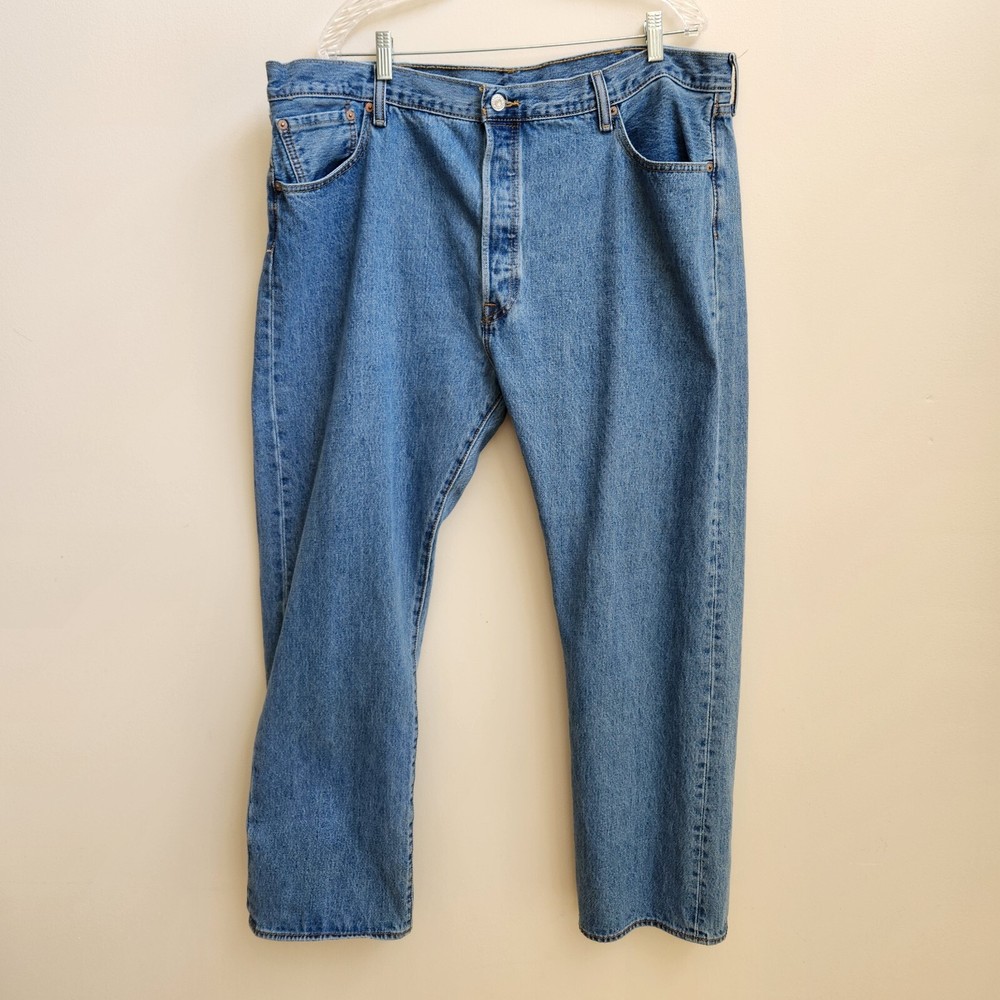 Levi's Jeans Men's 42x30 501 Button Fly Blue Denim Straight Leg Everyday Work
