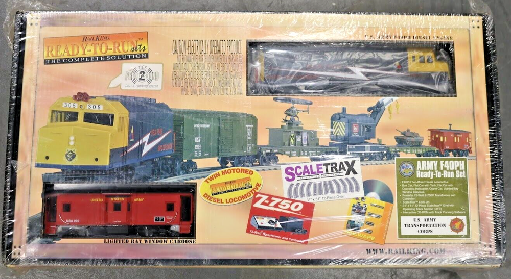 MTH O Gauge RailKing Army F40PH R-T-R Train Set w/ PS.2 SEALED 30-4054-1