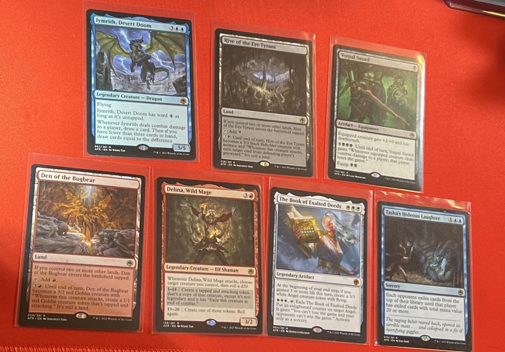 MTG AFR The Book of Exalted Deeds and Tashas Hidden Laughter Lot of 7 Cards NM