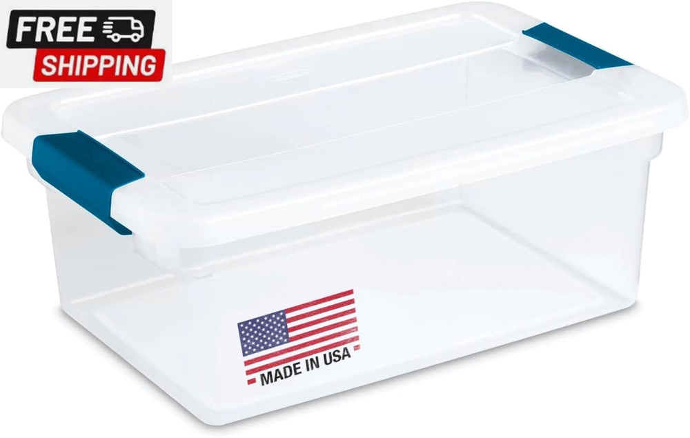 Tribello 15 Quart Clear Stackable Plastic Storage Bins with Lids