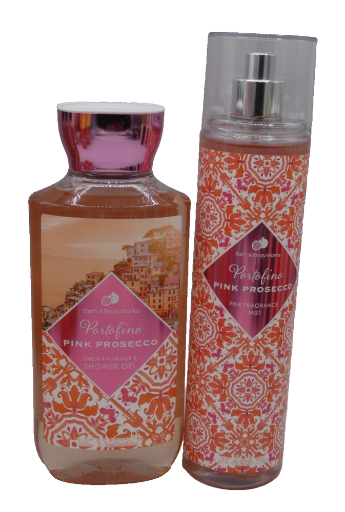 Bath & Body Works PORTOFINO PINK PROSECCO Mist & Shower Gel (2 Pack Set)