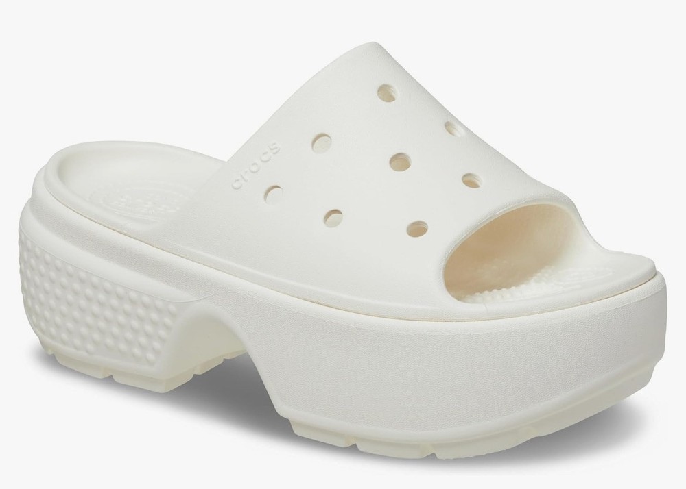 Crocs Stomp Slide Wedge Sandals in Chalk White Size M8/W10 New