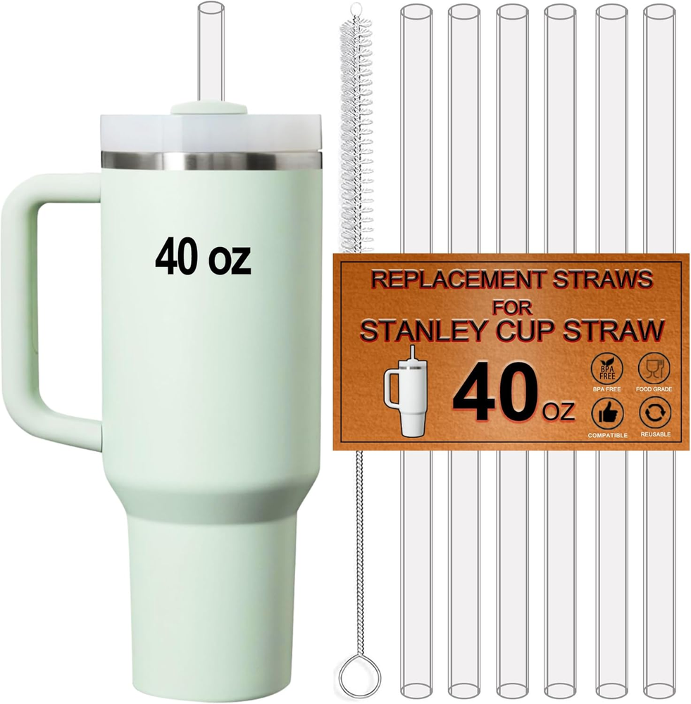 6-Pack BPA-Free Tritan Reusable Straws for 40 oz Tumblers Dishwasher Safe