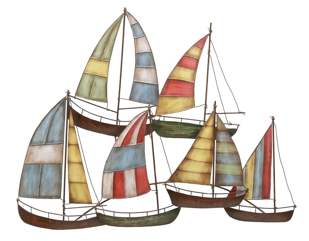 Deco 79 Metal Sail Boat Home Wall Decor Wall Sculpture with Wire Accents, Wal...