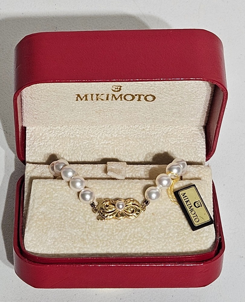 Vintage Mikimoto 18K Gold 6mm Pearl Bracelet 8