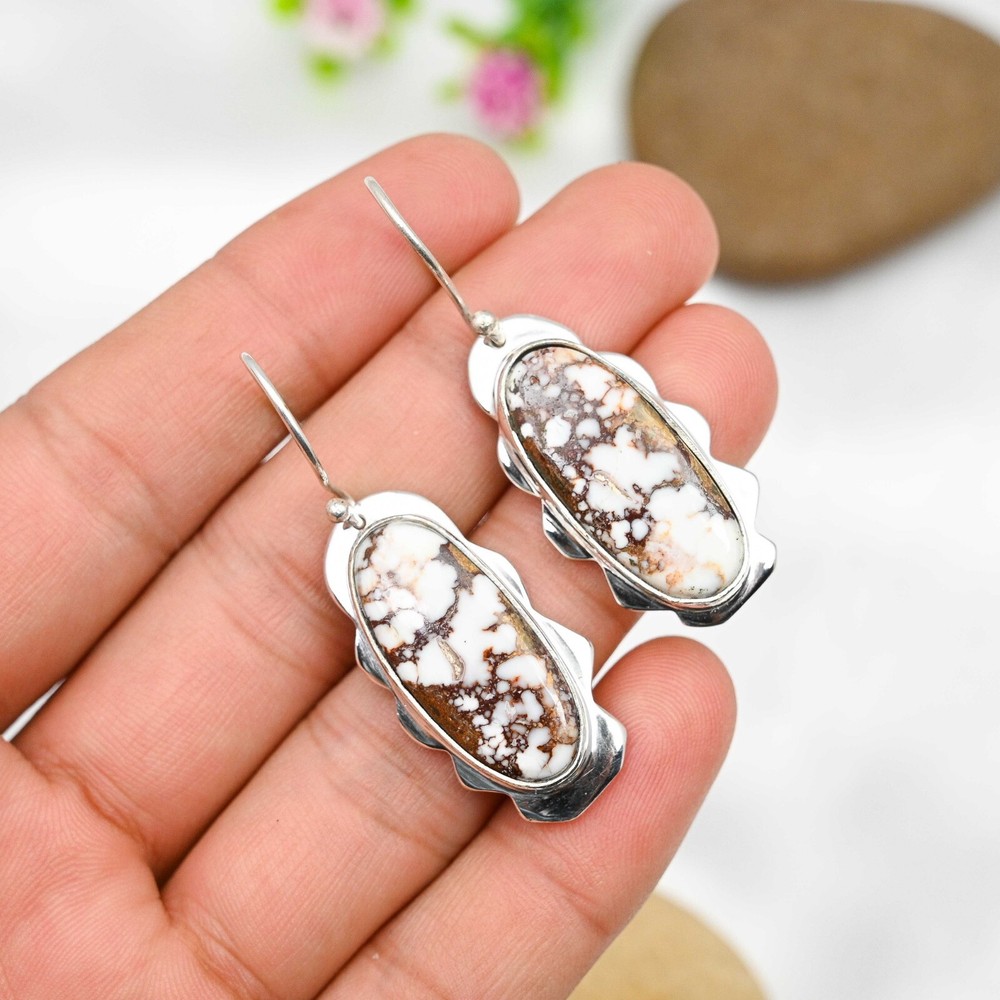 Wild Horse Gemstone Earrings 925 Sterling Silver Handmade Jewelry Birthday Gift