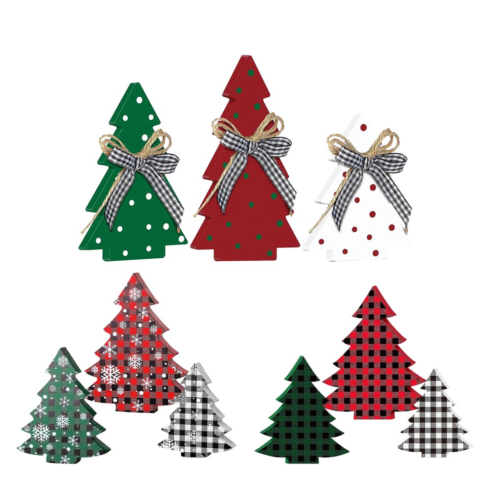 Tabletop Christmas Table Centerpieces Farmhouse Christmas Tree Tiered Tray Decor