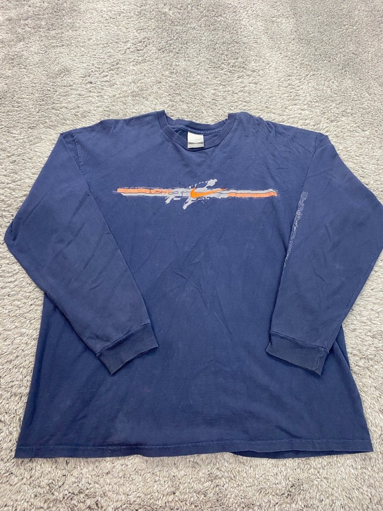 Vtg Nike Sweatshirt Mens XL Navy Blue Center Swoosh Silver Tag Crewneck 90s USA