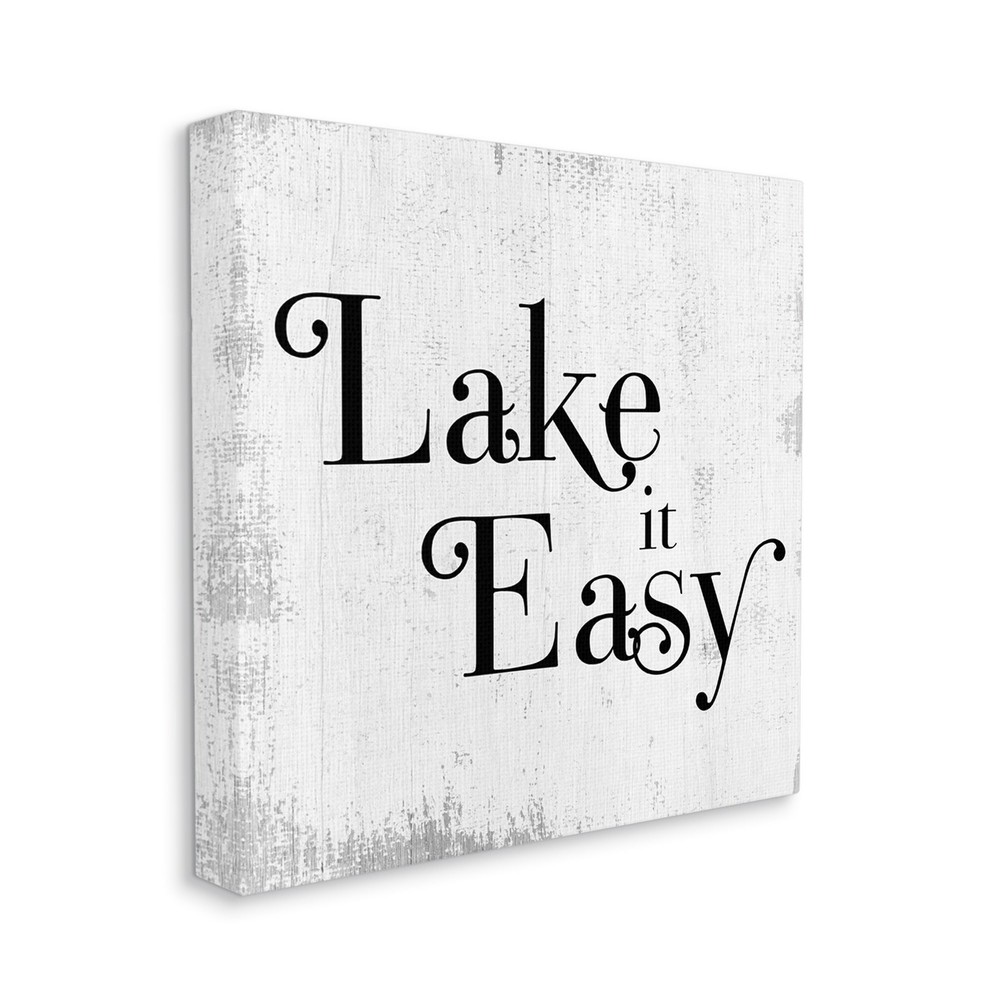 Stupell Lake It Easy Tranquil Coastal Phrase Distressed Grey