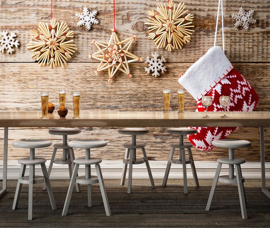 3D Christmas Wallpaper Murals ZHUA49591 Self-Adhesive Removable Holiday Decor