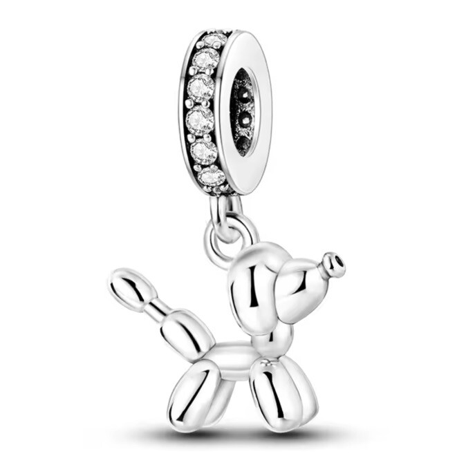 Sterling Silver Poodle Charm Bead for Bracelets Dog Lover Gift