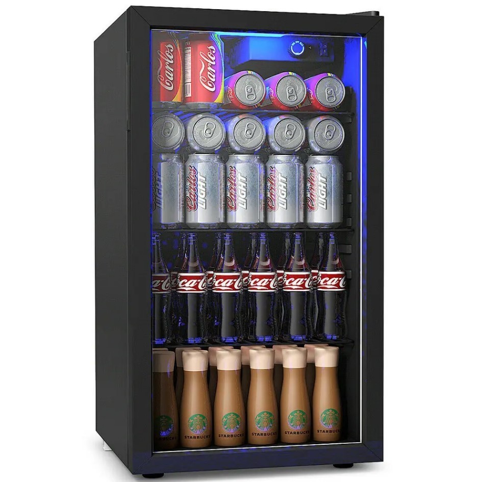 120 Can Beverage Refrigerator Beer Wine Soda Drink Cooler Mini Fridge Glass Door