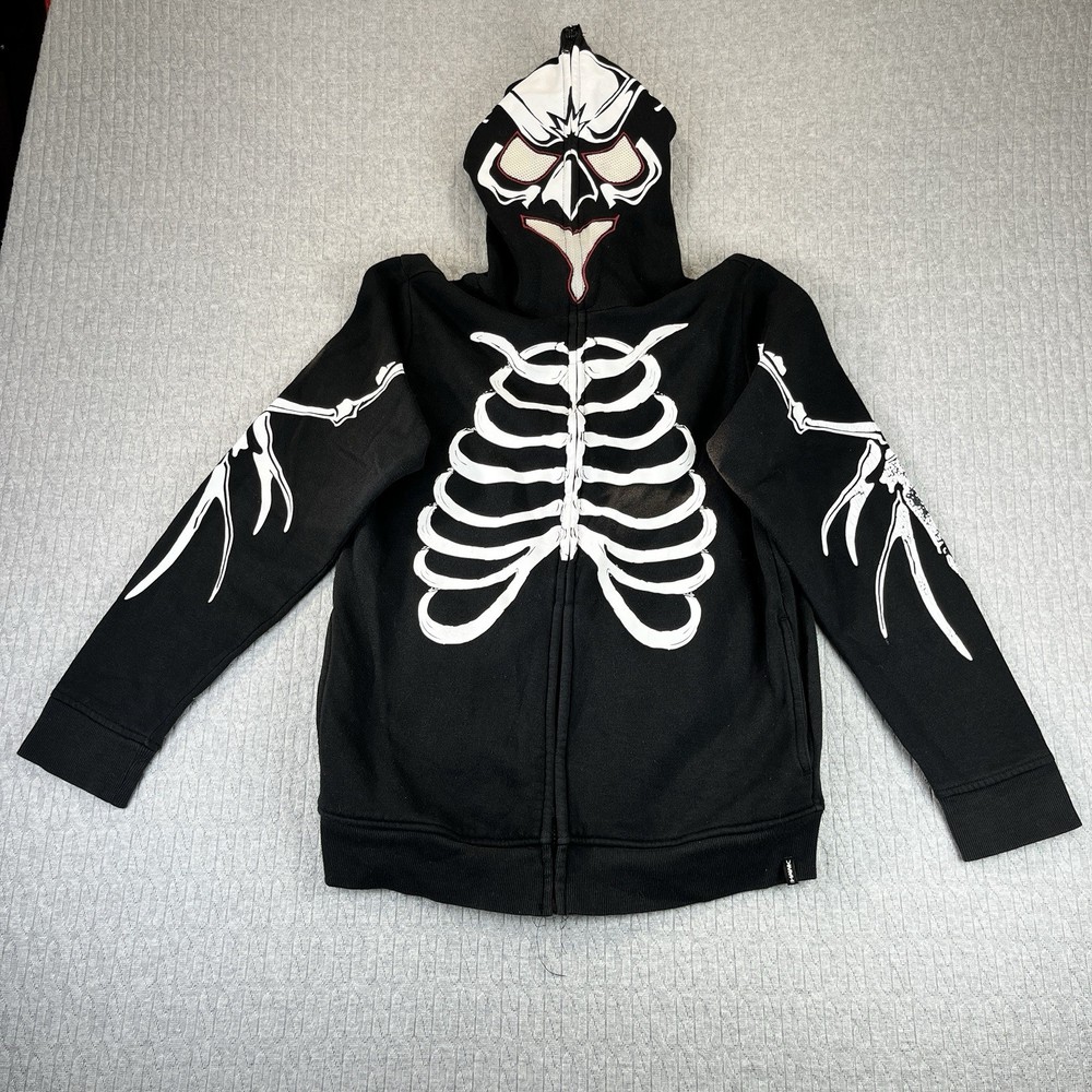 Vintage Y2K Tony Hawk Full Zip Mask skeleton Hoodie Large Pro Skater Skull
