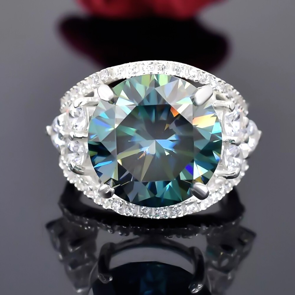 16.10 Ct Blue Diamond Solitaire Ring 925 Silver Elegant Festival Gift for Her