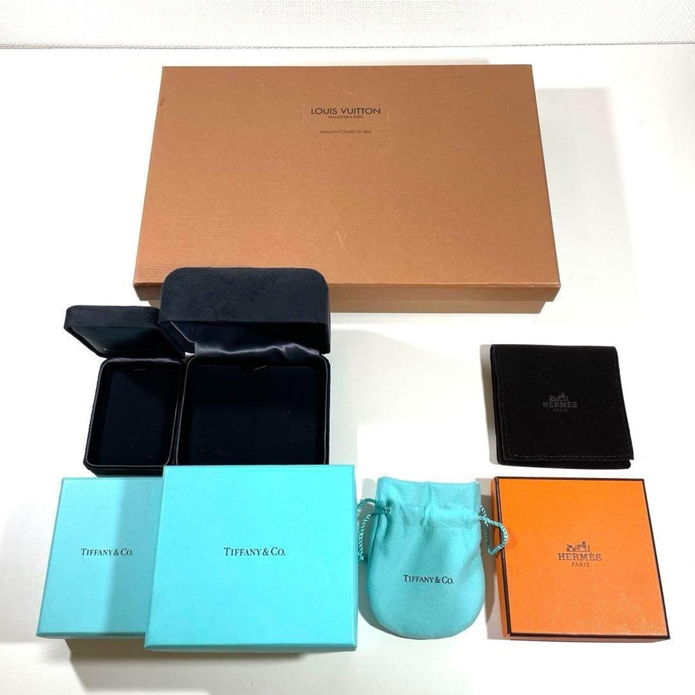 LOT Tiffany Hermes jewelry storage travel pouch necklace box set mzmrA