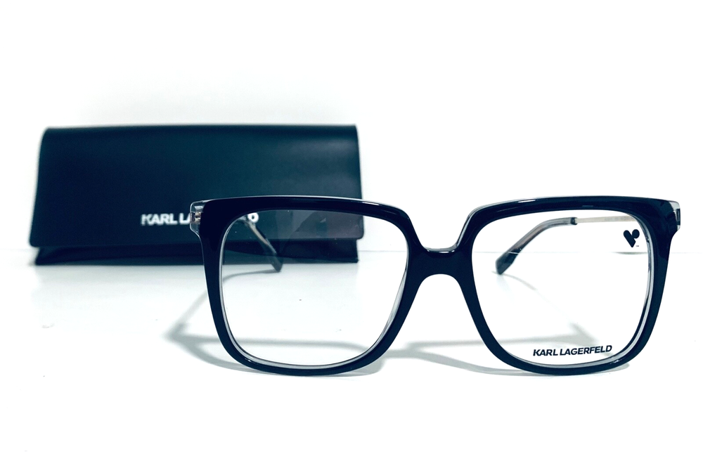 KARL LAGERFELD KL6077 005 CLEAR BLACK SQUARE AUTHENTIC EYEGLASSES RX 55-16-140