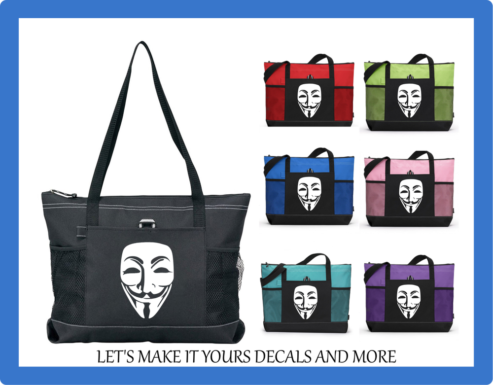 VENDETTA MASK CUSTOM MADE TOTE PURSE OVERNIGHT TRAVEL GYM SPORTS BAG DOG LOVERS