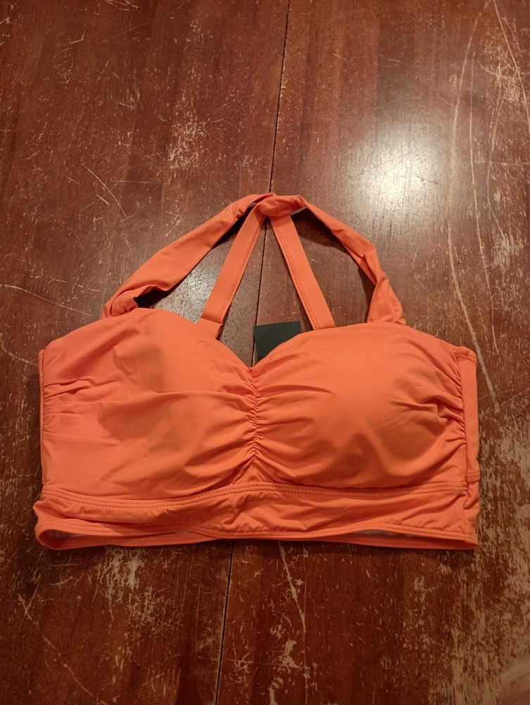 DACI Women's Orange Cross Strap Back Swim Bikini Top Size 14W
