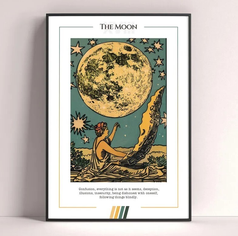 Moon Tarot Card Art Print Digital Download Tarot Poster