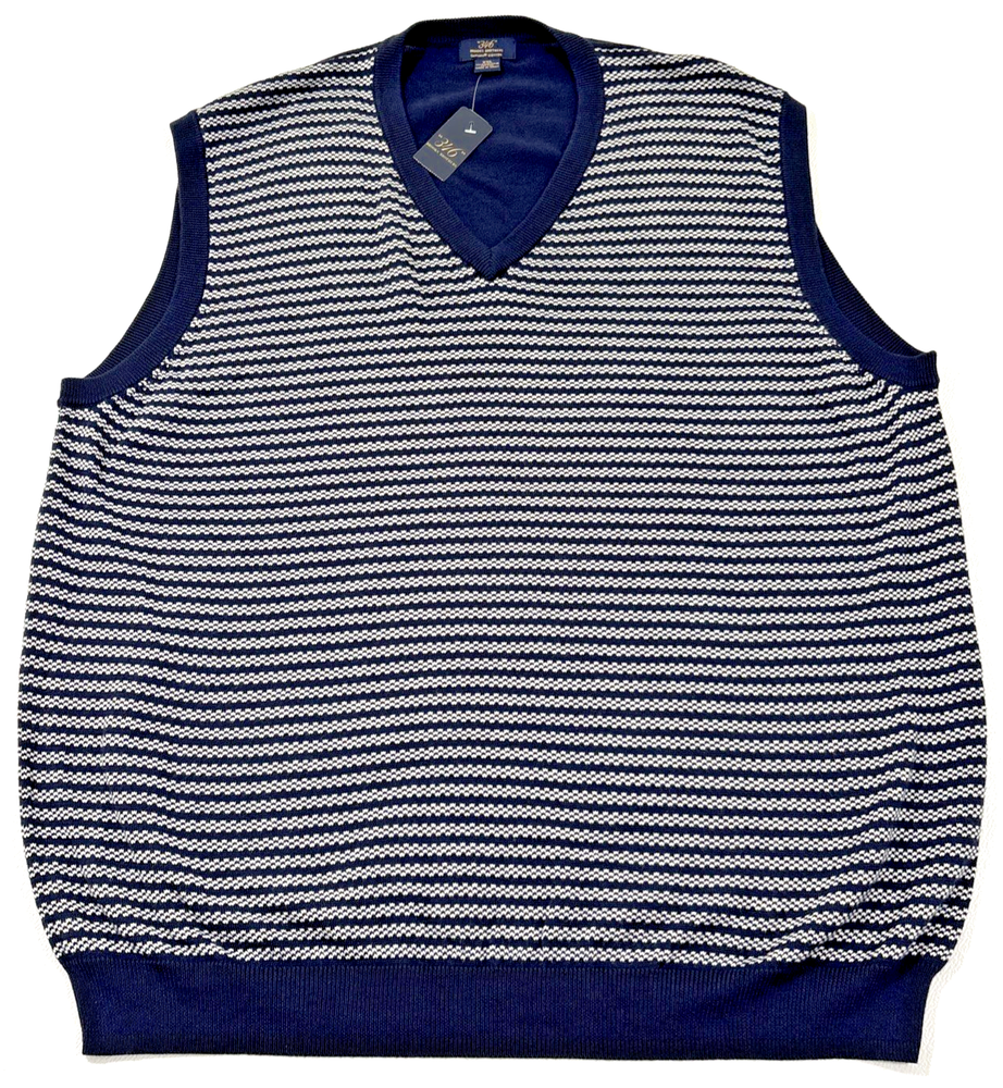 Brooks Brothers 346 Sweater Vest XXL Blue V Neck Supima Cotton NWT Geometric