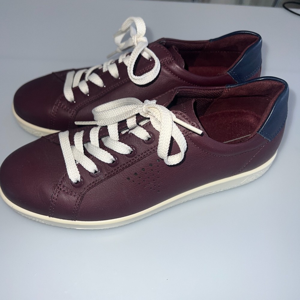 ECCO Women's Soft Steet lite Leather Burgundy Shoes Sneakers  Size 36 (US  5)