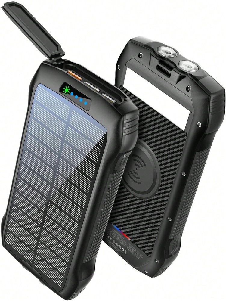 Portable Charger, Solar Power Bank 33500mAh QC3.0 18W PD 20W Fast Charging, Sola