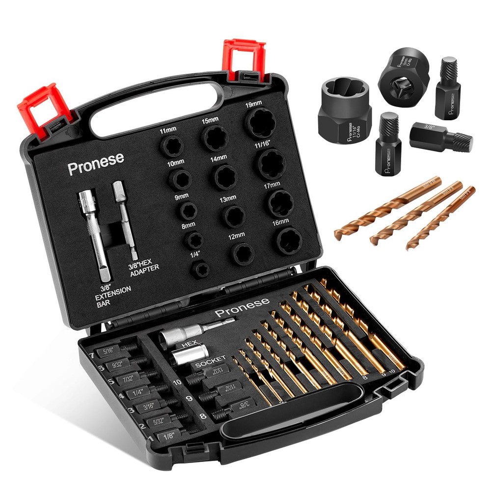 Heavy Duty bolt extractor kit&screw extractor set,37PCS broken bolt extractor...